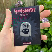 Image 2 of Handmade Clay Gravestone Pin