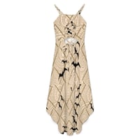 Image 2 of Women's Gradual Front Slant Dress- Beige Iwa Bird Print