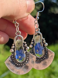 Image 2 of Tribal Blue Narcissus Earrings