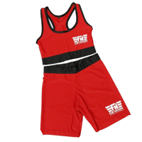 FNE CLASSIC LOGO SPORTS BRA & SHORTS SET - (RED/BLACK/WHITE)
