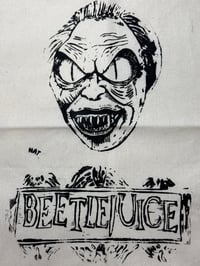 Image 1 of Beetlejuice Snake form + Beetlejuice Grave Stone Screenprinted Tote Bag