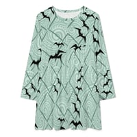 Image 2 of Women's Long Sleeve Patchwork T- Shirt Dress- Tribal with Iwa Bird Print