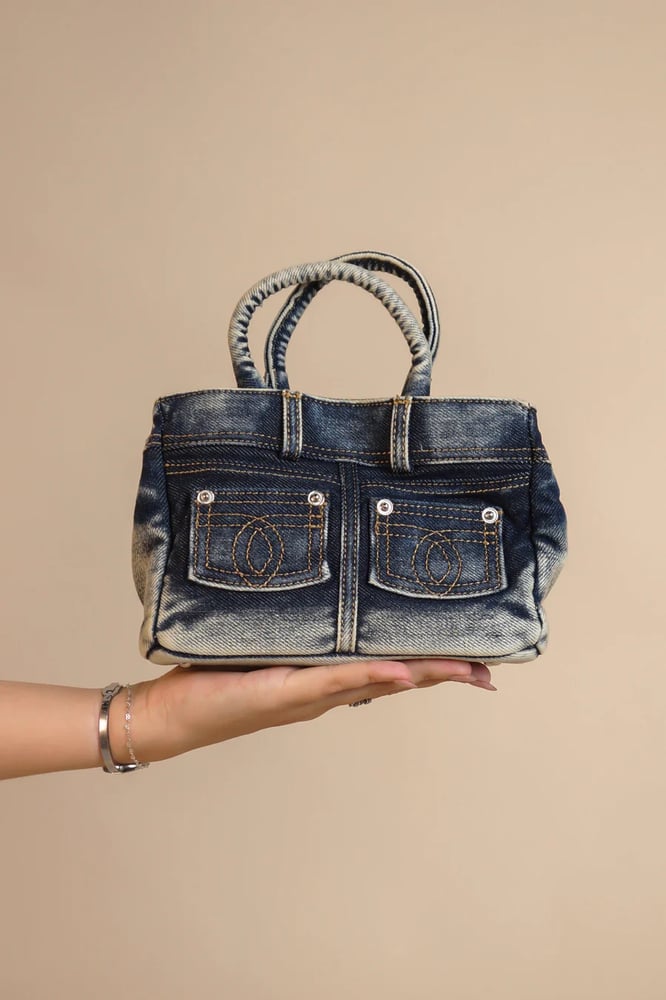 Image of Denim Lock & Key Handbag