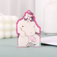 Image 2 of White Bear – 2'' Double-Sided Rainbow Acrylic Charm with Iridescent Keychain