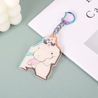 Image 4 of White Bear – 2'' Double-Sided Rainbow Acrylic Charm with Iridescent Keychain