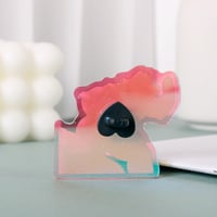 Image 3 of Bear – 2'' Red Rainbow Acrylic Pin with Black Heart Clutch