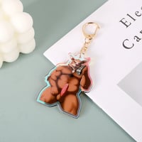 Image 3 of Fox – 2.5'' Double-Sided Red Rainbow Acrylic Charm with Gold Keychain