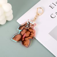 Image 4 of Fox – 2.5'' Double-Sided Red Rainbow Acrylic Charm with Gold Keychain