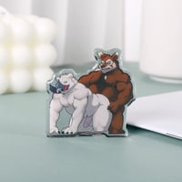 Image 2 of Fox x White Bear – 2'' Acrylic Mirror Pin with Front Epoxy and Black Heart Clutch