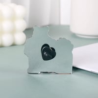 Image 3 of Fox x White Bear – 2'' Acrylic Mirror Pin with Front Epoxy and Black Heart Clutch