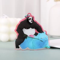 Image 2 of Panda x YCH – 2.5'' Double-Sided Red Rainbow Acrylic Charm with Iridescent Keychain