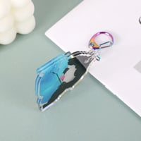 Image 5 of Panda x YCH – 2.5'' Double-Sided Red Rainbow Acrylic Charm with Iridescent Keychain