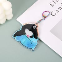 Image 3 of Panda x YCH – 2.5'' Double-Sided Red Rainbow Acrylic Charm with Iridescent Keychain