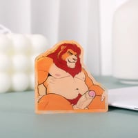 Image 2 of Lion – 2'' Orange Pearl Acrylic Pin with Shrimp Pink Heart Clutch