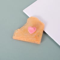 Image 5 of Lion – 2'' Orange Pearl Acrylic Pin with Shrimp Pink Heart Clutch