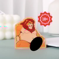 Image 1 of Lion – 2'' Orange Pearl Acrylic Pin with Shrimp Pink Heart Clutch