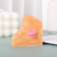 Image 3 of Lion – 2'' Orange Pearl Acrylic Pin with Shrimp Pink Heart Clutch