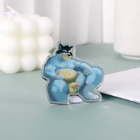 Image 4 of Blue Dog – 2'' Acrylic Mirror Pin with Front Epoxy and Sky Blue Heart Clutch