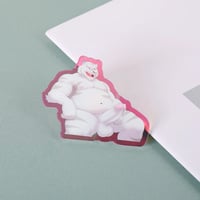 Image 4 of White Tiger – 2'' Red Rainbow Acrylic Pin with Black Star Clutch