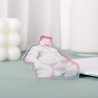 Image 2 of White Tiger – 2'' Red Rainbow Acrylic Pin with Black Star Clutch