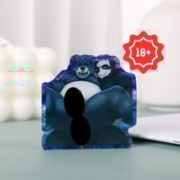 Image 1 of Panda x Bear – 2'' Blue Pearl Acrylic Pin with Black Heart Clutch