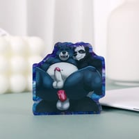 Image 2 of Panda x Bear – 2'' Blue Pearl Acrylic Pin with Black Heart Clutch