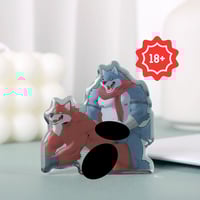 Image 1 of Wolf x Wolf – 2'' Acrylic Mirror Pin with Front Epoxy and Black Heart Clutch