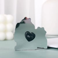 Image 3 of Wolf x Wolf – 2'' Acrylic Mirror Pin with Front Epoxy and Black Heart Clutch