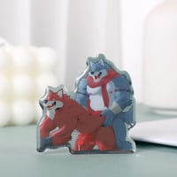 Image 2 of Wolf x Wolf – 2'' Acrylic Mirror Pin with Front Epoxy and Black Heart Clutch