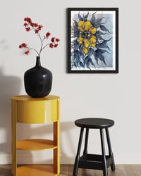 Image 3 of Peony in Payne's Grey (18x24") Original