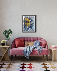 Image 4 of Peony in Payne's Grey (18x24") Original