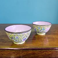 Image 3 of Pair Antique Qing Dynasty Chinese Canton Enamel Tea/Wine Bowls
