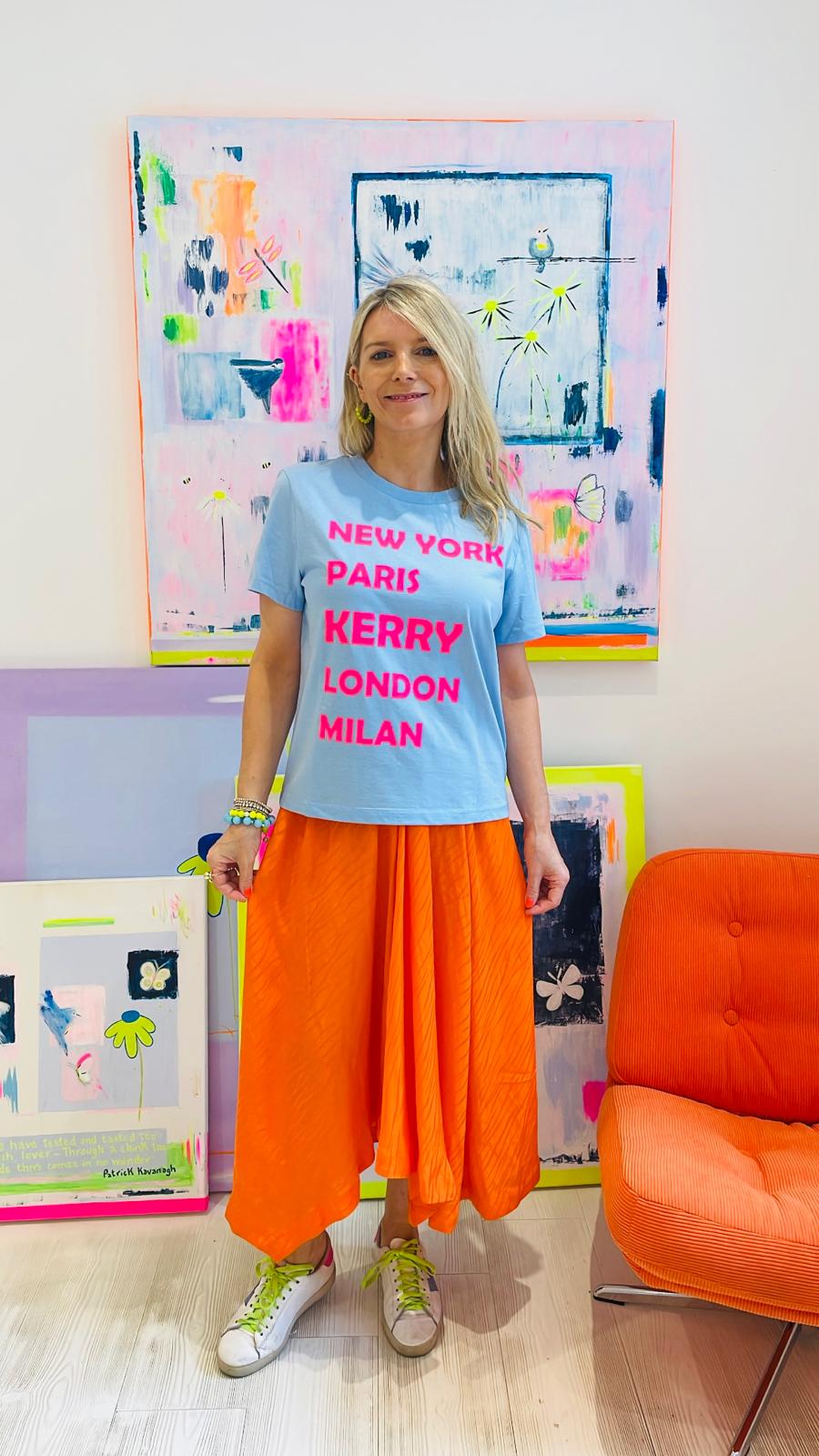 Image of Kerry Blue Neon Pink Slogan