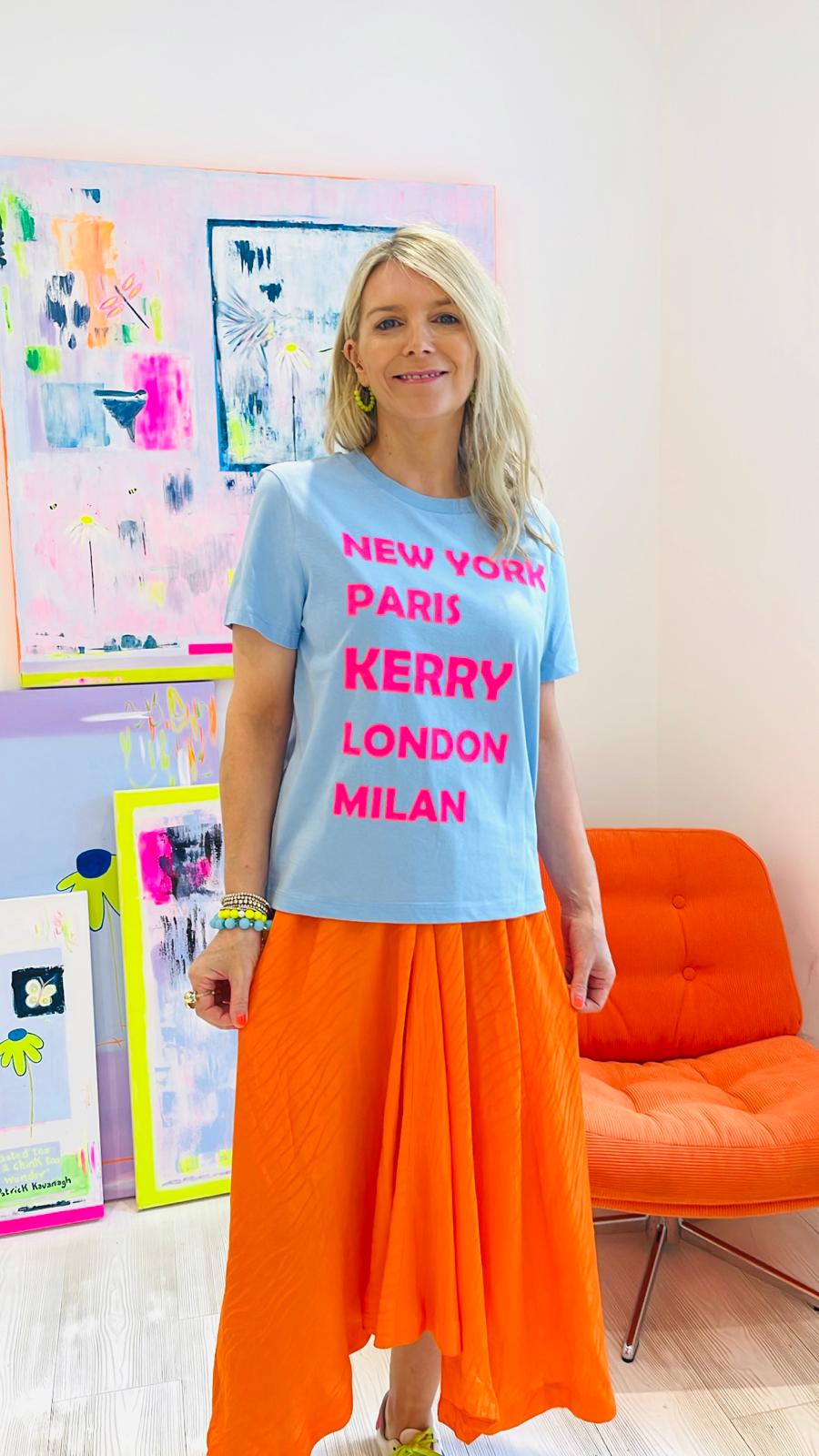 Image of Kerry Blue Neon Pink Slogan