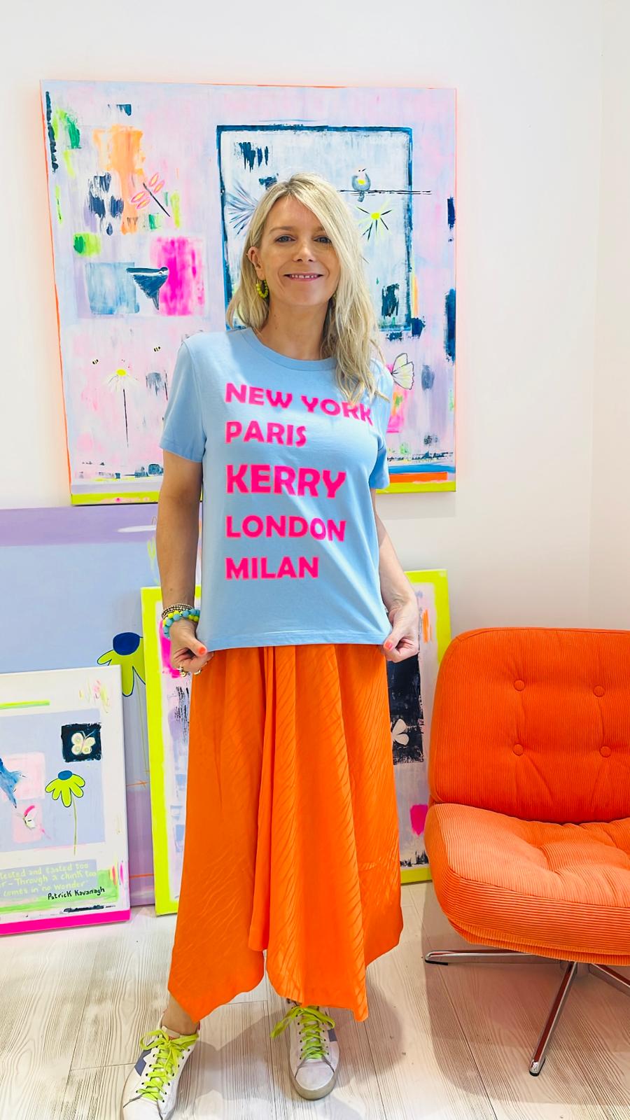 Image of Kerry Blue Neon Pink Slogan