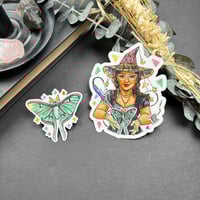 Image 1 of Stained Glass Witch Sticker Duo