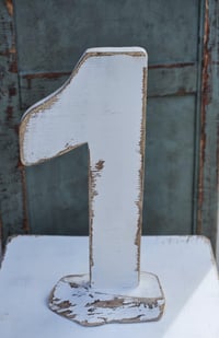 Image 2 of  Handmade wooden number 1 white 1A