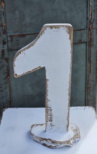 Image 3 of  Handmade wooden number 1 white 1A