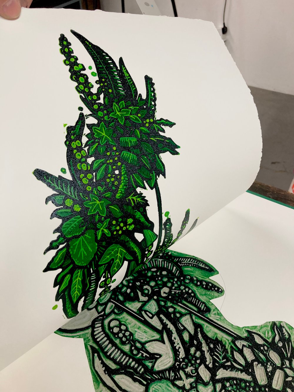 Foliage #1 linocut print 