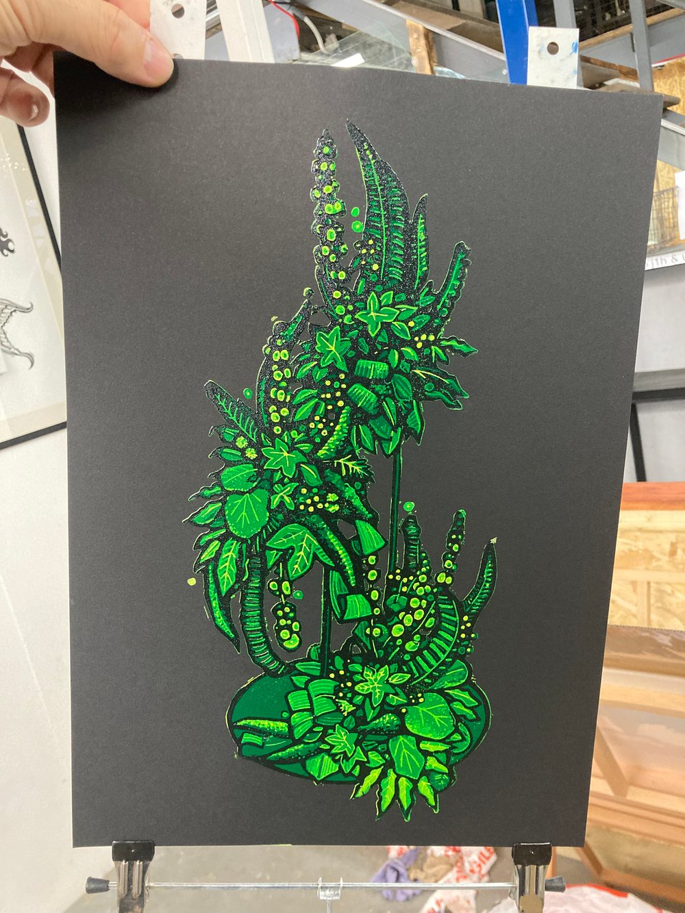 Foliage #1 linocut print 