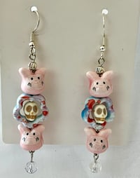 Image 2 of Ceramic Bunny and Skull Earrings