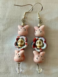 Image 1 of Ceramic Bunny and Skull Earrings