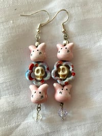 Image 3 of Ceramic Bunny and Skull Earrings