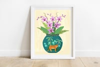 Image 1 of Orchids In Tropical Tiger Vase Print