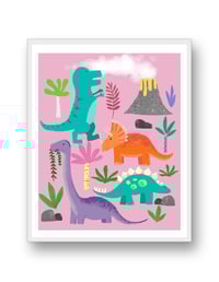 Image 2 of Pink Dinosaur Print