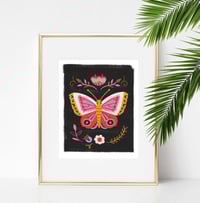 Black and Magenta Butterfly Print