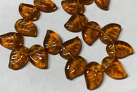 Image 2 of Eucalyptus Curved Leaf 12mm x 9mm Dark Topaz Transparent Leaves Approx. 25 beads