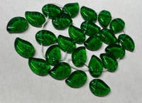 Eucalyptus Curved Leaf 12mm x 9mm Green Emerald Transparent Leaves Approx. 25 beads