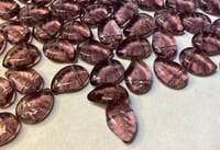 Eucalyptus Curved Leaf 12mm x 9mm Amethyst Purple Transparent Leaves Approx. 25 beads