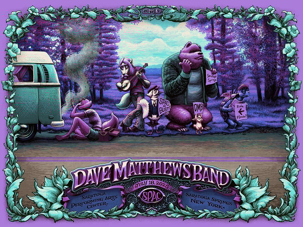 DACHAMBO&GRAVITY FREE ポスター DMB Saratoga Springs 2025 gig poster | N.C. Winters